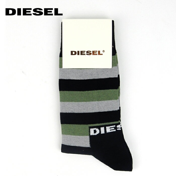 DIESEL ソックス 靴下 ボーダー レギュラー 00S3BQ 0AACI-900グリーン系