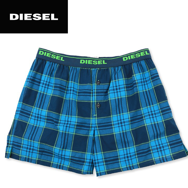 DIESEL ディーゼル メンズ ウエストロゴ チェック柄 コットン トランクス 