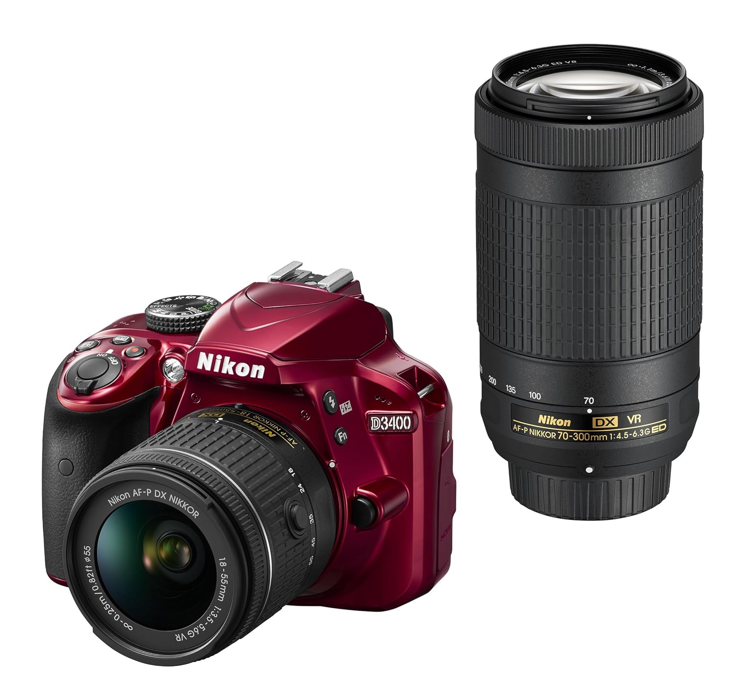 6位：Nikon デジタル一眼レフカメラ D3400 ダブルズームキット レッド D3400WZRD クリーニング クロス付き