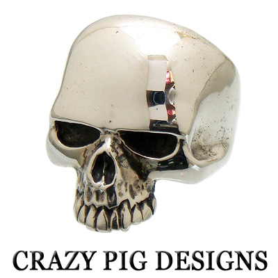 CRAZY PIG Designs(クレイジーピッグデザイン）スモールエヴィルスカルリング/指輪