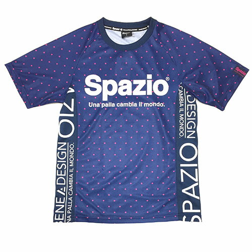 スパッツィオ　Spazio　ドットプラクティスシャツ　サッカー　フットサル　Tシャツ　半袖　ネイビー×Hピンク　トレーニングウェア　GE0499　183 