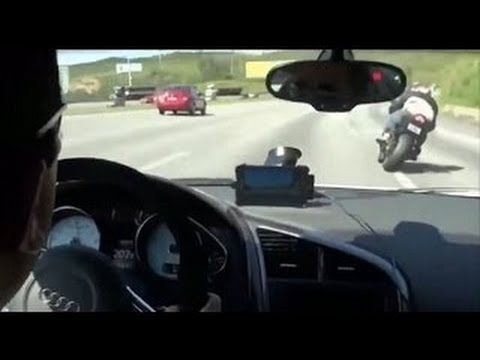 Audi R8 X Kawasaki Ninja ZX10R X Suzuki GSXR1000 - YouTube