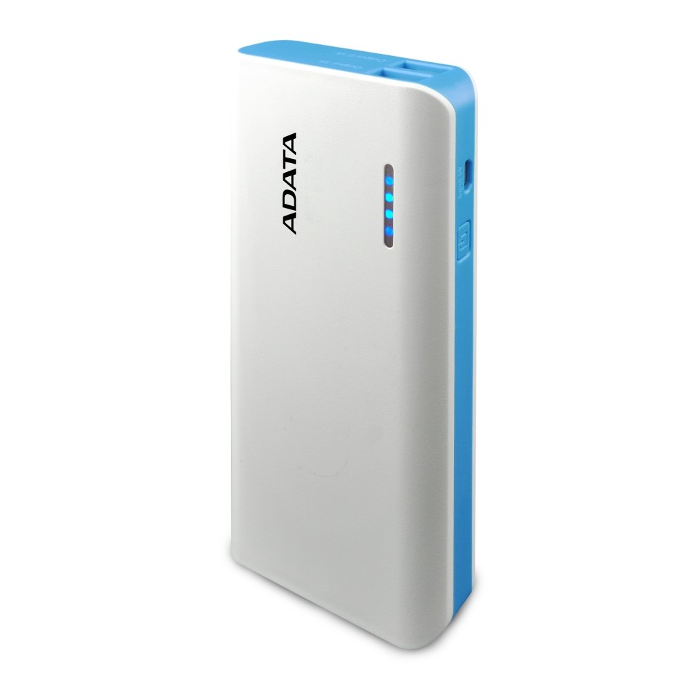 1位：ADATA 10000mAh モバイルバッテリー LEDライト付き 1年間保証 ホワイト/ブルー APT100-10000M-5V-CWHBL