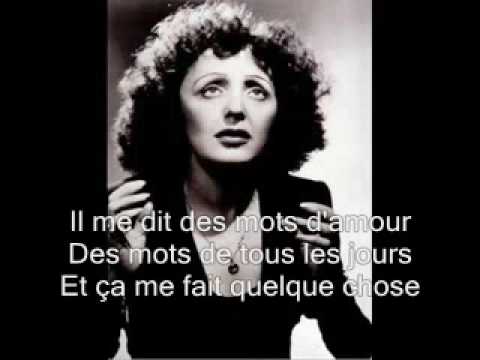 Edith Piaf -La vie en rose with lyrics - YouTube