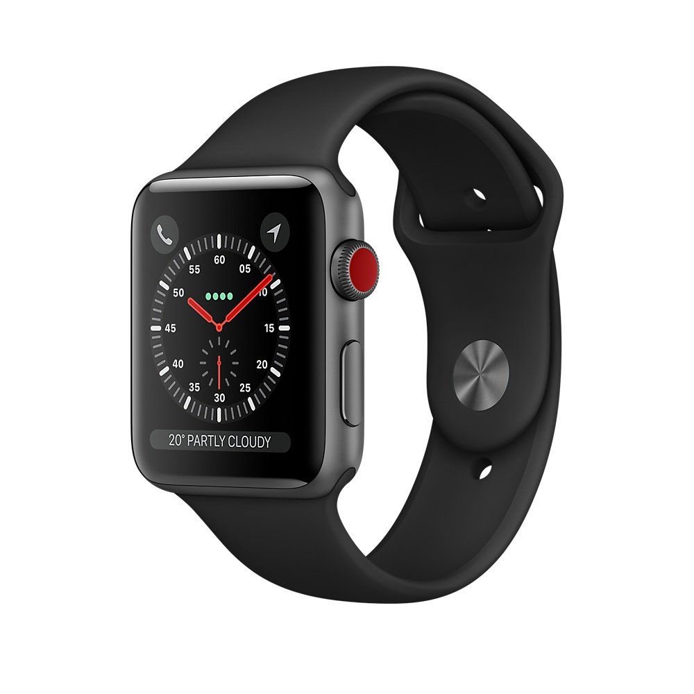 3位：Apple Watch Series3 スペースグレイアルミニウムケースとブラックスポーツバンド アップルウォッチ シリーズ3 本体 (42mm, GPS+セルラーモデル)