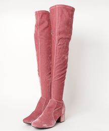 8位　ベロアニーハイブーツ