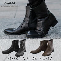 GOSTAR DE FUGA【ゴスタールジフーガ】レザーペコスサイドジップショートブーツ