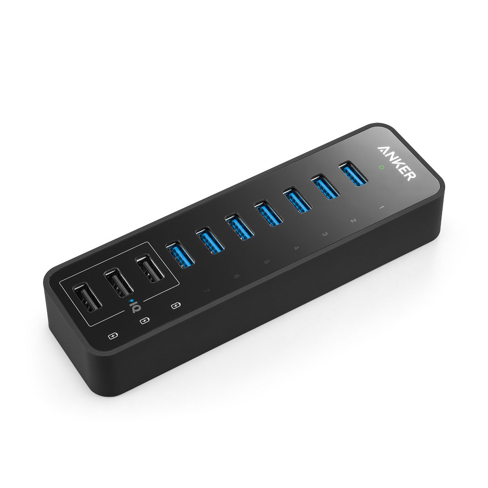 12位：Anker 60W 7+3ポート USB 3.0 データハブ PowerIQ内蔵3充電ポート搭載 (iPhone / iPad/ Samsung / Motorola / HTC他対応) 12V / 5A ACアダプタ付属