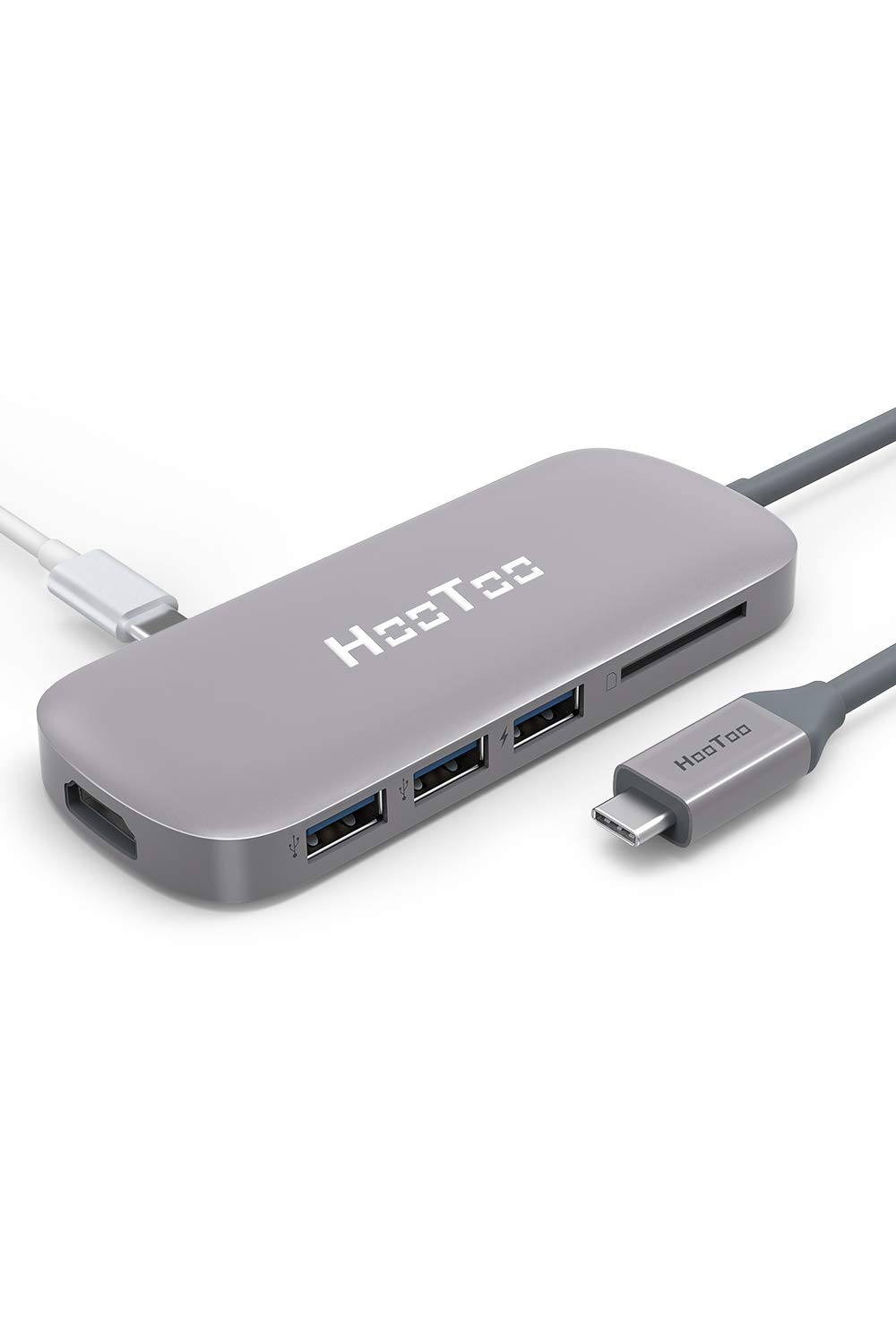 23位：HooToo USB C ハブ Type C macbook USB 3.0ポート*3 PD充電 HDMI 4Kビデオ SDカードリーダー Type-C ハブ MacBook/type-cパソコン 対応 HT-UC001 (グレー)