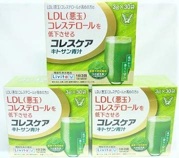 7位　大正製薬 コレスケア キトサン青汁【機能性表示食品】 3g×30袋x3箱