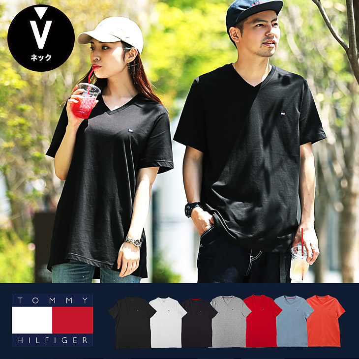 14位　TOMMY HILFIGER/トミーヒルフィガー Tシャツ メンズ 半袖 Vネック