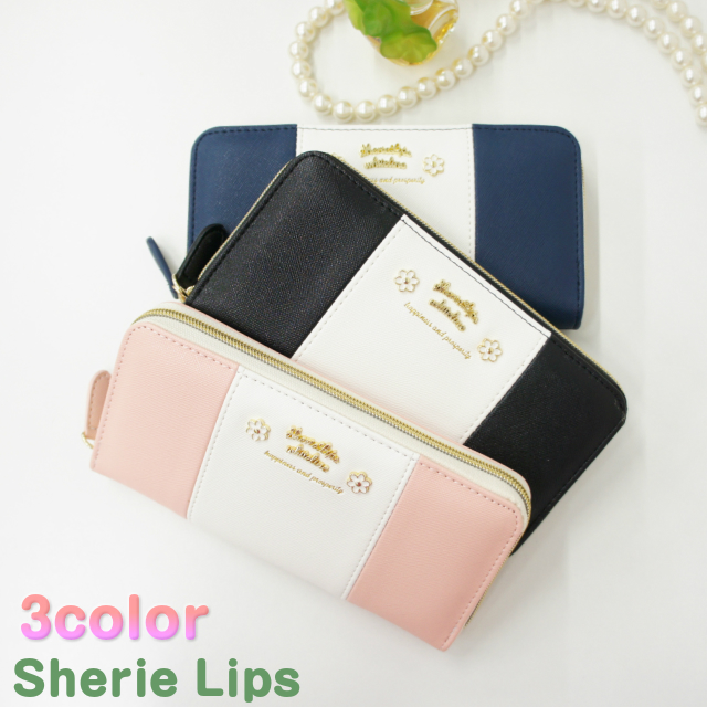 10位　小学生　女子 財布/Sherie Lips（シェリーリップス）トリプルカットフラワー ラウンド長札財布