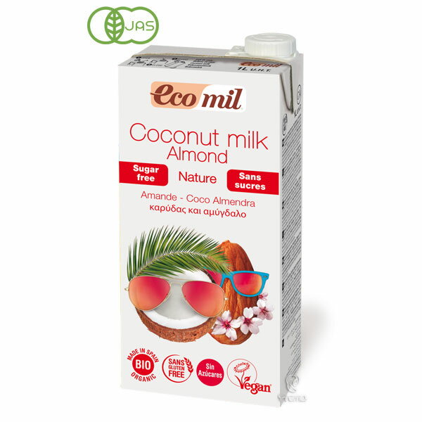 16位　【お味見キャンペーン】EcoMil エコミル 有機ココナッツ＆アーモンドミルク ストレート（無糖）1パック1000ml