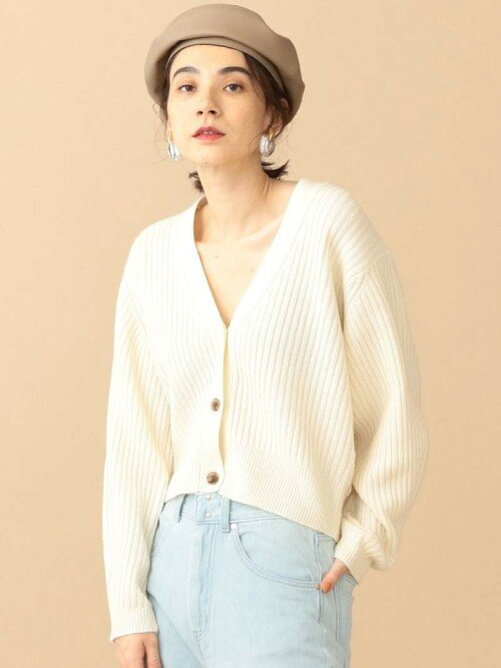 12位　BY ウールナイロン リブショートワイドカーディガン