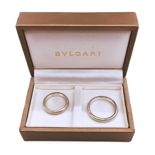 2位　【中古】ブルガリ　シンプルリング　婚約　結婚指輪　リング　マリッジ　ペアリング　カップル　記念　BVLGARI　ブランドジュエリー　貴金属　#8・#16.5/約5.7g・6.7g