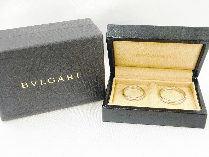 7位　【送料無料】ブルガリ 　BVLGARI　Pt950 ペア　リング　#9 #17 レディース　メンズ　エンゲージリング　シルバー【中古】