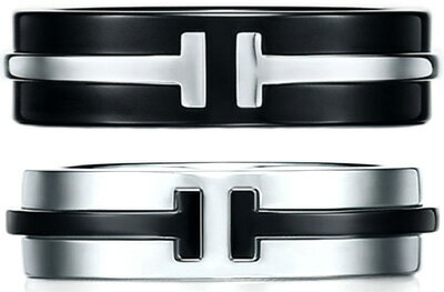 6位　Tiffany＆Co. ティファニー T型指輪 ブラックチタン×スターリングシルバー Tコレクション アクセサリー ブラックベース シルバーベース