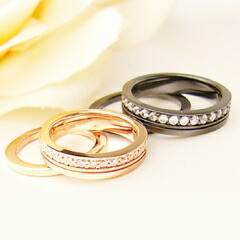 9位　送料無料 シルバー925 リング 指輪 / ウィズミー with me / ラインペアリング ピンクゴールド・ブラック仕上