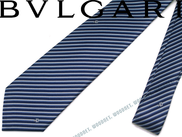 1位：BVLGARI ブルガリ 241898 ネイビー 「CAPITELLI ROMANI」 レジメンタル シルクネクタイ ブランド