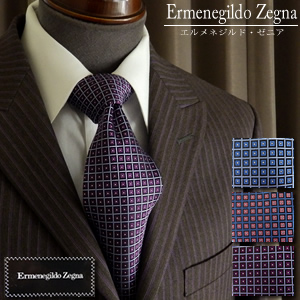 5位：Ermenegild Zegna ゼニア スクエア 刺繍柄 イタリア製 小紋 総柄