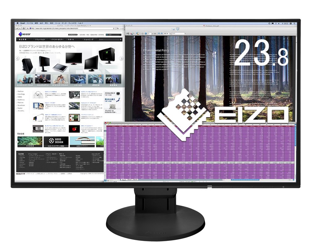 3位：EIZO FlexScan 23.8インチ ディスプレイ モニター (フルHD/IPSパネル/ノングレア/ブラック/5年間保証＆無輝点保証) EV2451-RBK