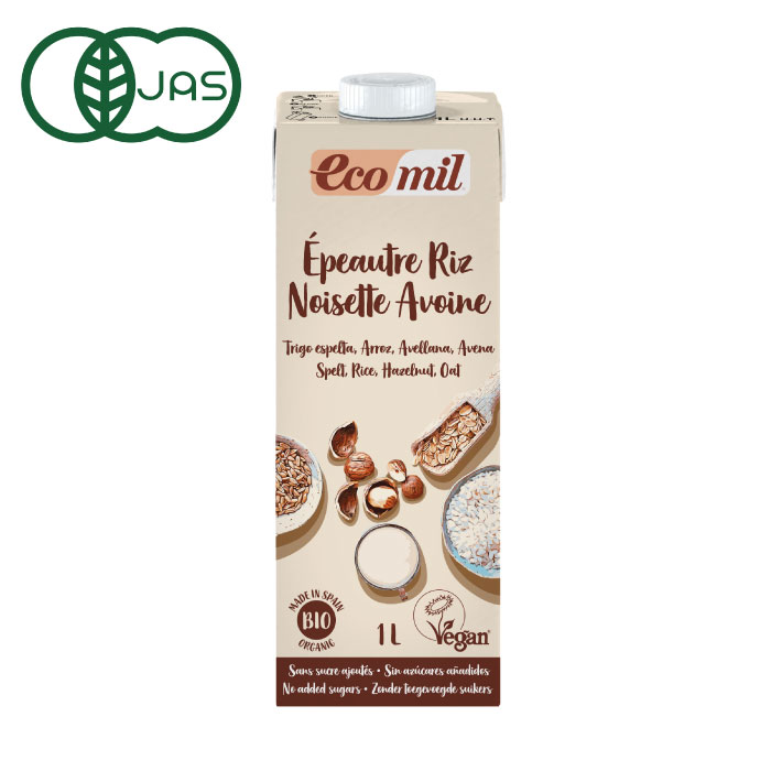 4位　EcoMil（エコミル） 有機スペルト小麦・米・ヘーゼルナッツ・オーツ麦ミルク（糖類無添加） 1000ml