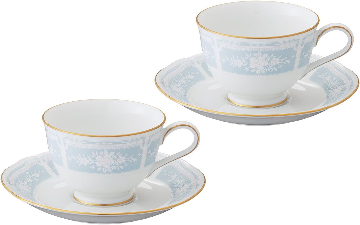 17位　Noritake(ノリタケ) ファインポーセレン レースウッドゴールド ティー・コーヒー碗皿ペアセット 