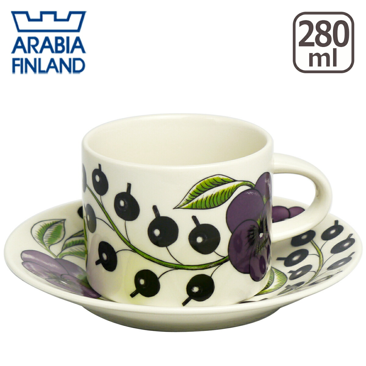 16位　アラビア（Arabia） パラティッシ（Paratiisi） パープル ティーカップ＆ソーサー