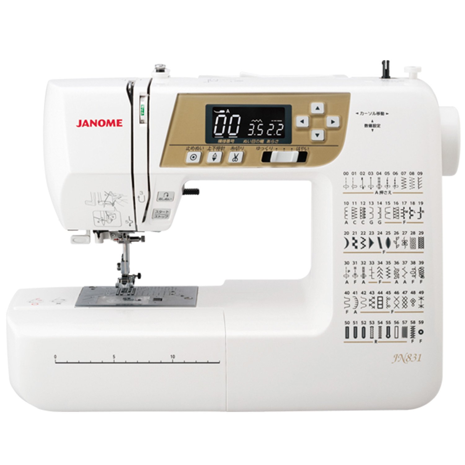 15位：JANOME コンピュータミシン (ハードカバー/ワイドテーブル/フットコントローラー標準装備) JN831