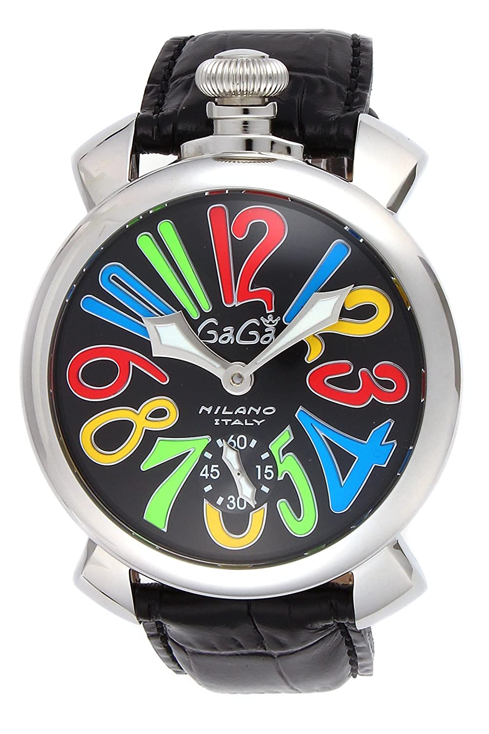 11位：[ガガミラノ]GAGA MILANO 腕時計 ブラック文字盤 裏蓋スケルトン 手巻き スイス製 5010.02S-BLK メンズ 【並行輸入品】