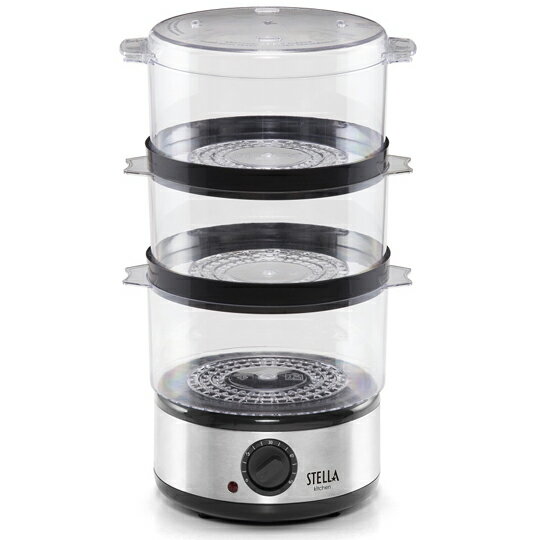 20位：ベルソス スチームクッカー 3段  ブラック×シルバー VS-KE39  Stella Kitchen VERSOS 