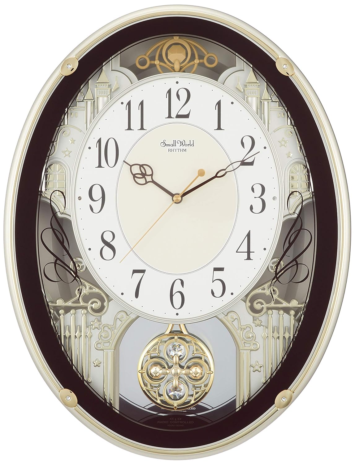 15位：掛け時計 電波時計 からくり時計 メロディ付き スモールワールドプラウド ブラウン リズム時計 4MN523RH06