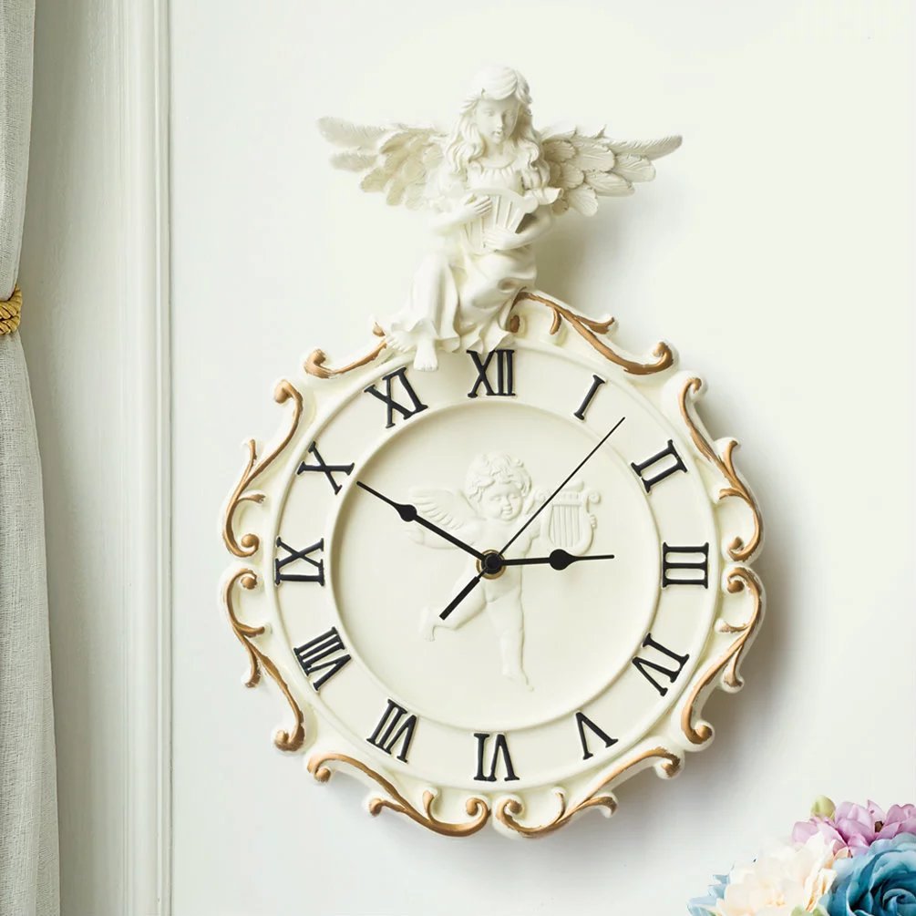 11位：掛け時計 白 北欧 おしゃれ 音しない 古典 壁時計 天使 クロック 壁掛け かわいい 時計 純潔 リビング ヨーロッパ 16センチ UNUSUAL