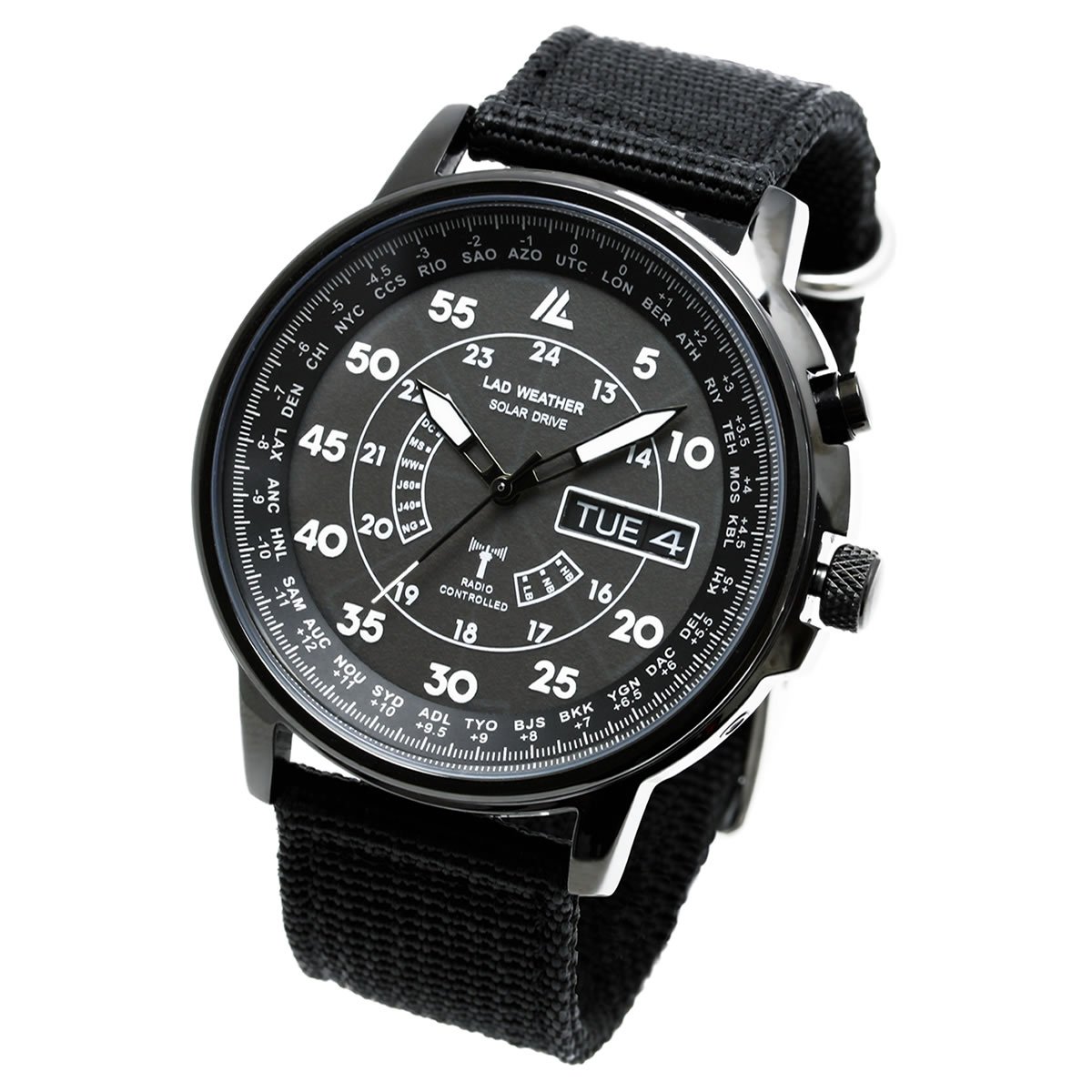 26位：[LAD WEATHER]メンズ腕時計 ソーラー電波時計 100m防水 ミリタリー時計 ブラック lad017
