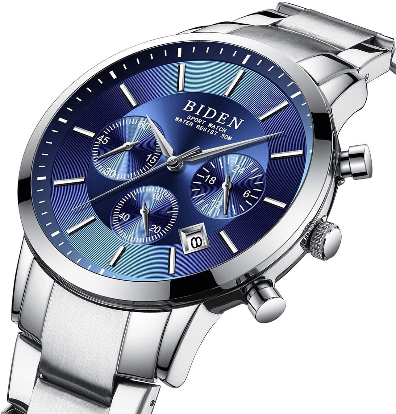 25位：腕時計 メンズ カジュアルなビジネス スポーツスタイル 高品質ステンレス鋼防水ブルーファッションクォーツ時計