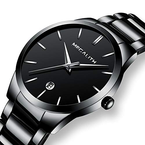 22位：[メガリス]MEGALITH腕時計　メンズ時計ステンレス防水　アナログクオーツ腕時計　日付表示ラグジュアリーおしゃれウオッチ　ビジネス　カジュアル　メタル男性腕時計　ブラック