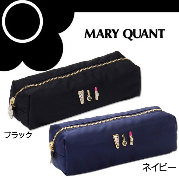 15位：MARY QUANT マリクワ☆ペンケース 筆箱 ステーショナリー デイジー 花 花柄 フラワー 黒 ブラック ピンク 3COSMETICS2 スクエアペンケース