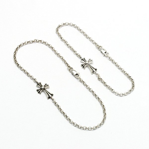 CHROME HEARTS/クロムハーツ CHベビーファットクロス ペアチェーンブレスレット(7＆8inch) CHB-006-pair