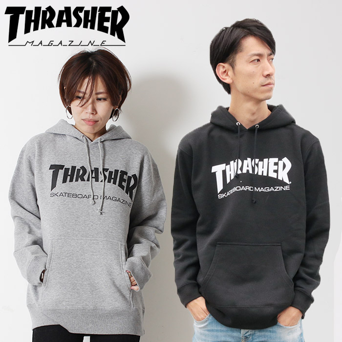 THRASHER スラッシャー マグロゴ パーカー MAG LOGO SWEAT PARKA パーカ プルオーバー 長袖 [Lot/TH8501] 大人気 スケーター 裏起毛 定番 ストリート スウェット ブランド ケートボード かわいい ペアルック お揃い リンクコーデ カップル