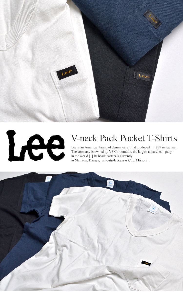 Tシャツ Lee リー 半袖 無地 ポケット Vネック 綿 LT2193 メンズ Tシャツ レディース ポケットT 白 黒 紺 ブランド プレゼント オススメ 人気 ママ ペア お揃い カジュアル リンクコーデ POCKET T-SHIRTS ペアルック トップス シンプル ユニセックス メール便OK 