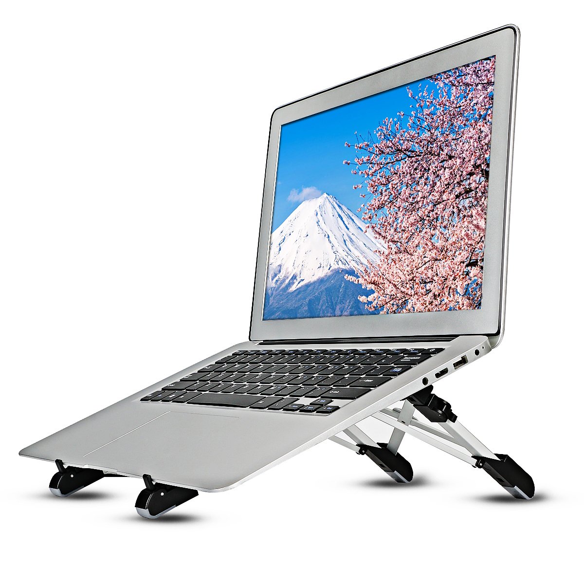 15位：Megainvo ノートパソコン スタンド PCスタンド ノート 折りたたみ式 PCホルダー 高さ・角度調整可能 軽量 アルミ合金 PC/MacBook/ラップトップ/iPad/タブレット 3in1