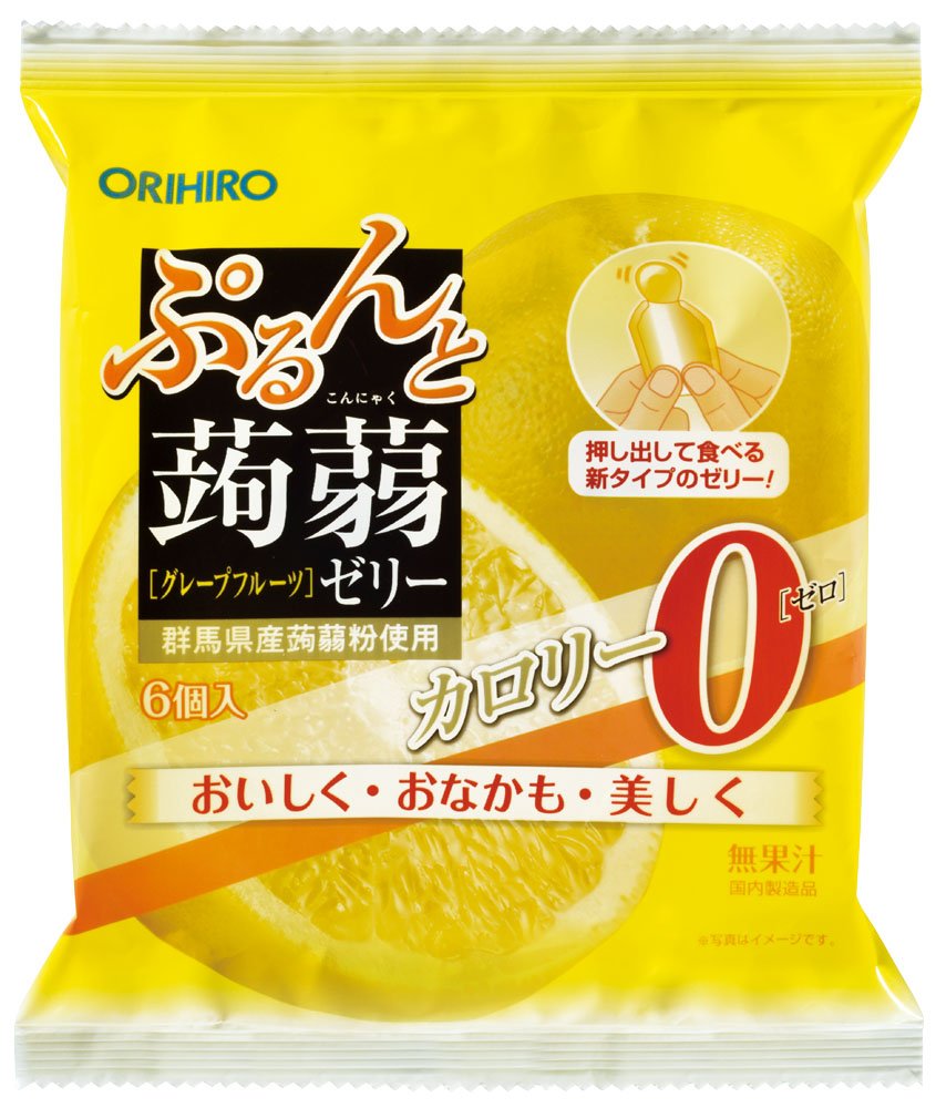 12位：オリヒロ ぷるんと蒟蒻ゼリー カロリーゼロ グレープフルーツ (18g×6個)×6袋