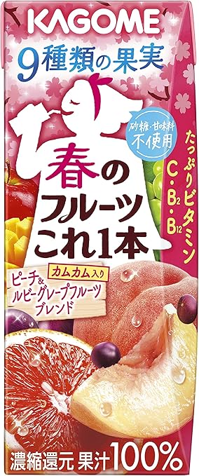 11位：カゴメ 春のフルーツこれ一本　ピーチ＆ルビーグレープフルーツブレンド 200ml×24本