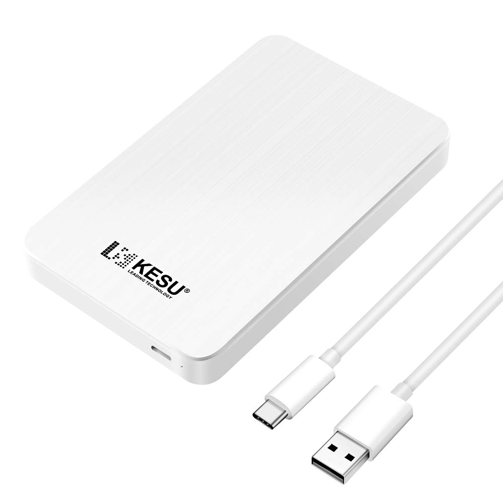 8位：KESU 外付けHDD ポータブル モバイル ハードディスク 1TB Type C USB 3.1, に対応テレビ録画/PC/Mac/MacBook/Chromebook/Xbox One/Xbox 360/ PS4用 (ホワイト)