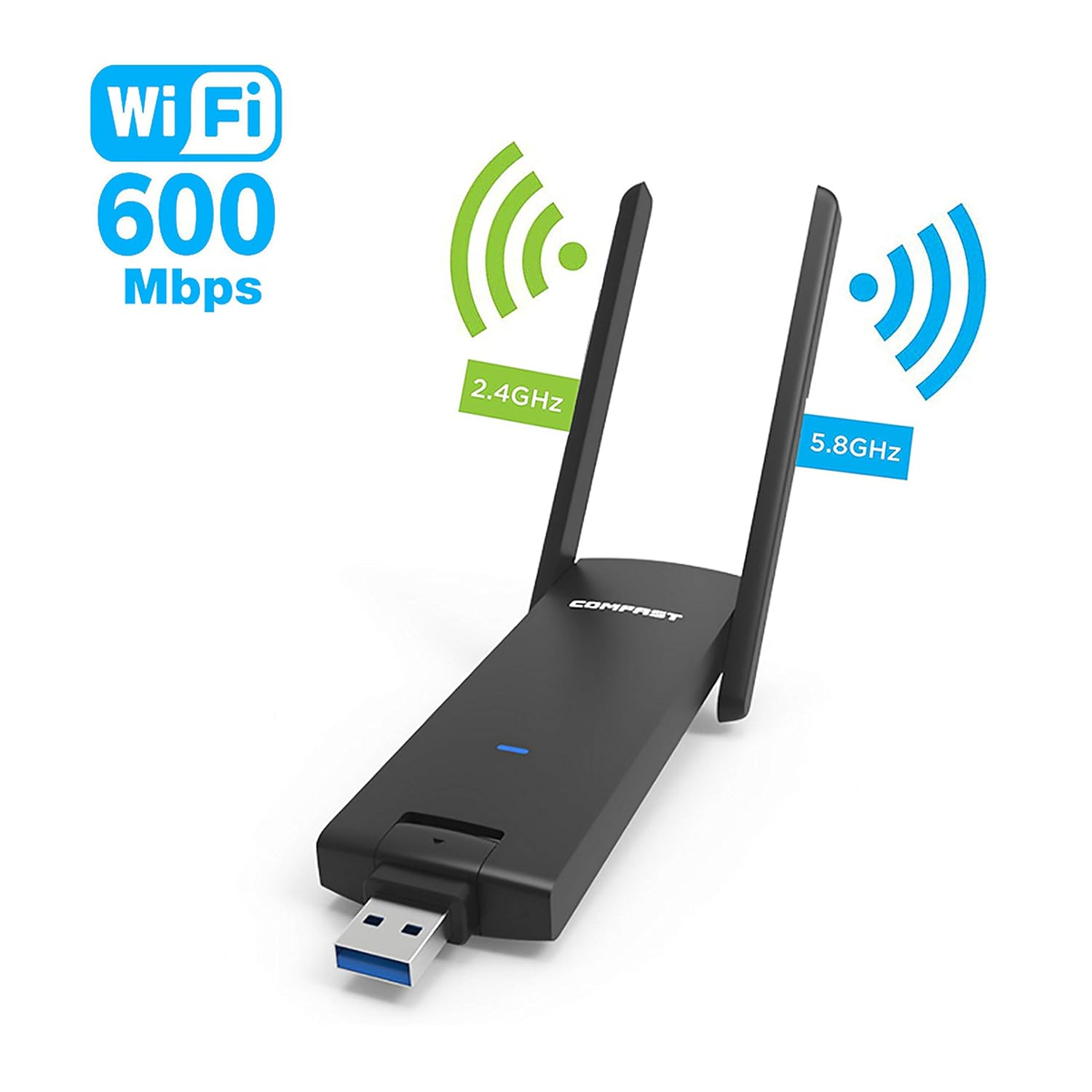 10位：Wi-Fi 無線LAN中継器 USB WiFi + 無線lan 600Mbps 2.4G/5.8G WiFiアダプター ネットワーク デュアルバンド 802.11ac/a/b/g/n ワイヤレス 11AC PC WiFiレシーバー 信号ブースタ(日本語説明書付き)