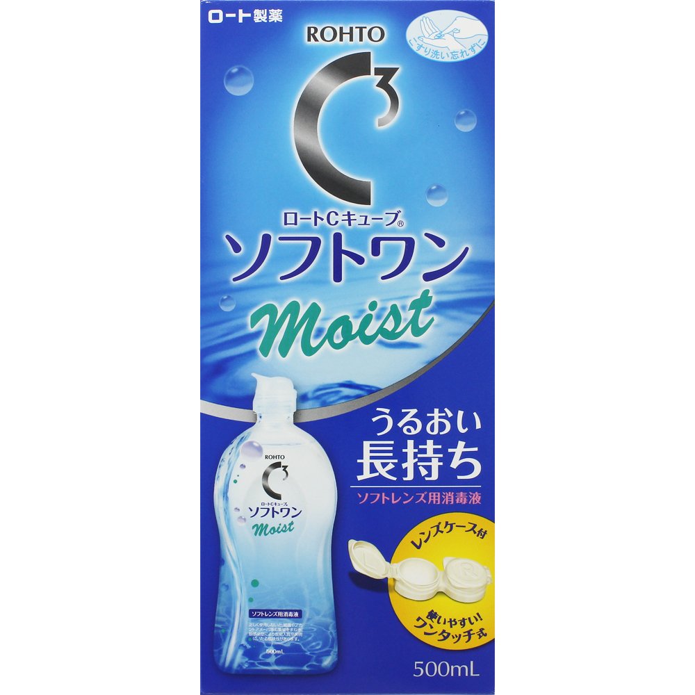 6位：ロートCキューブ ソフトワン モイスト ソフトコンタクトレンズ用消毒液 500ml 約1ヶ月分 レンズケース付き