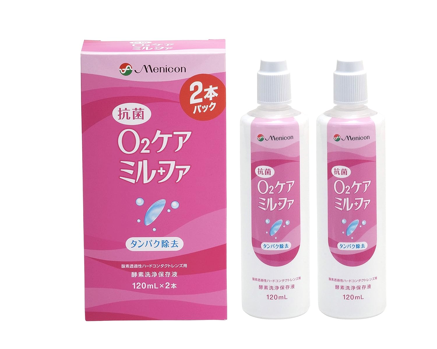 4位：メニコン 抗菌O2ケアミルファ 洗浄・保存・タンパク除去(ハード用) 120ml 2本 (コンタクトケア用品)