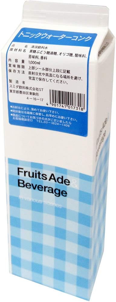 13位　スミダ飲料 トニックウォーターコンク 1000ml