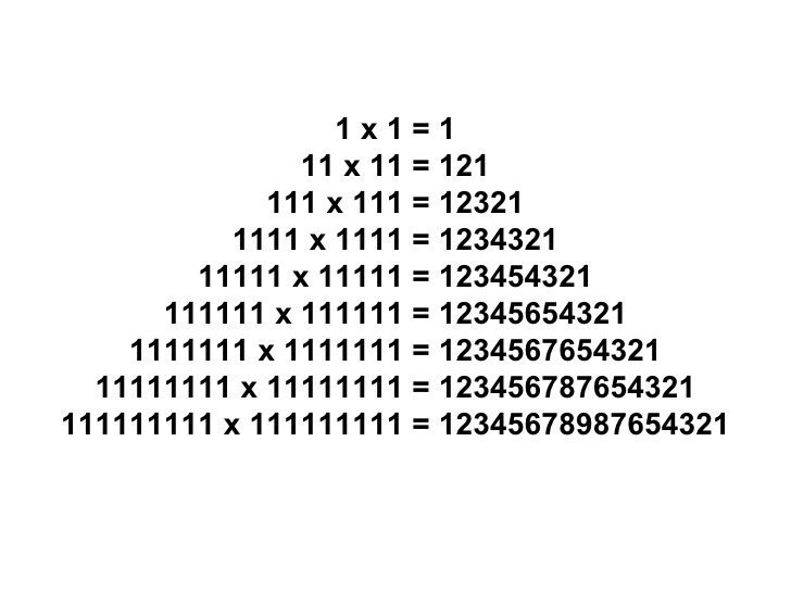 54位：111111111×111111111＝12345678987654321である