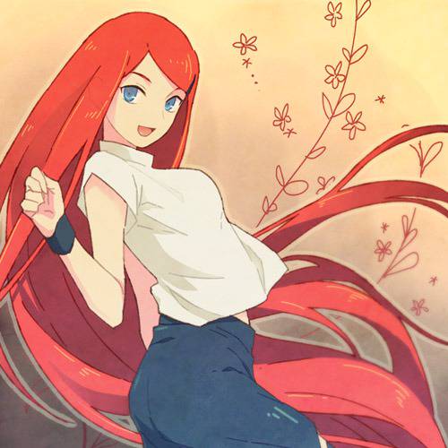 赤い長髪が特徴の美人女性キャラ